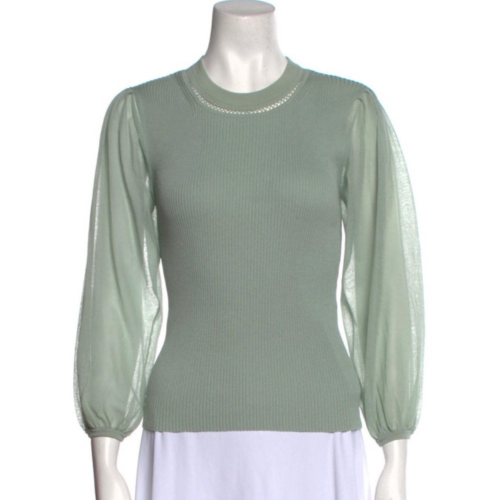 Jonathan Simkhai Green Puff Sleeve Blouse